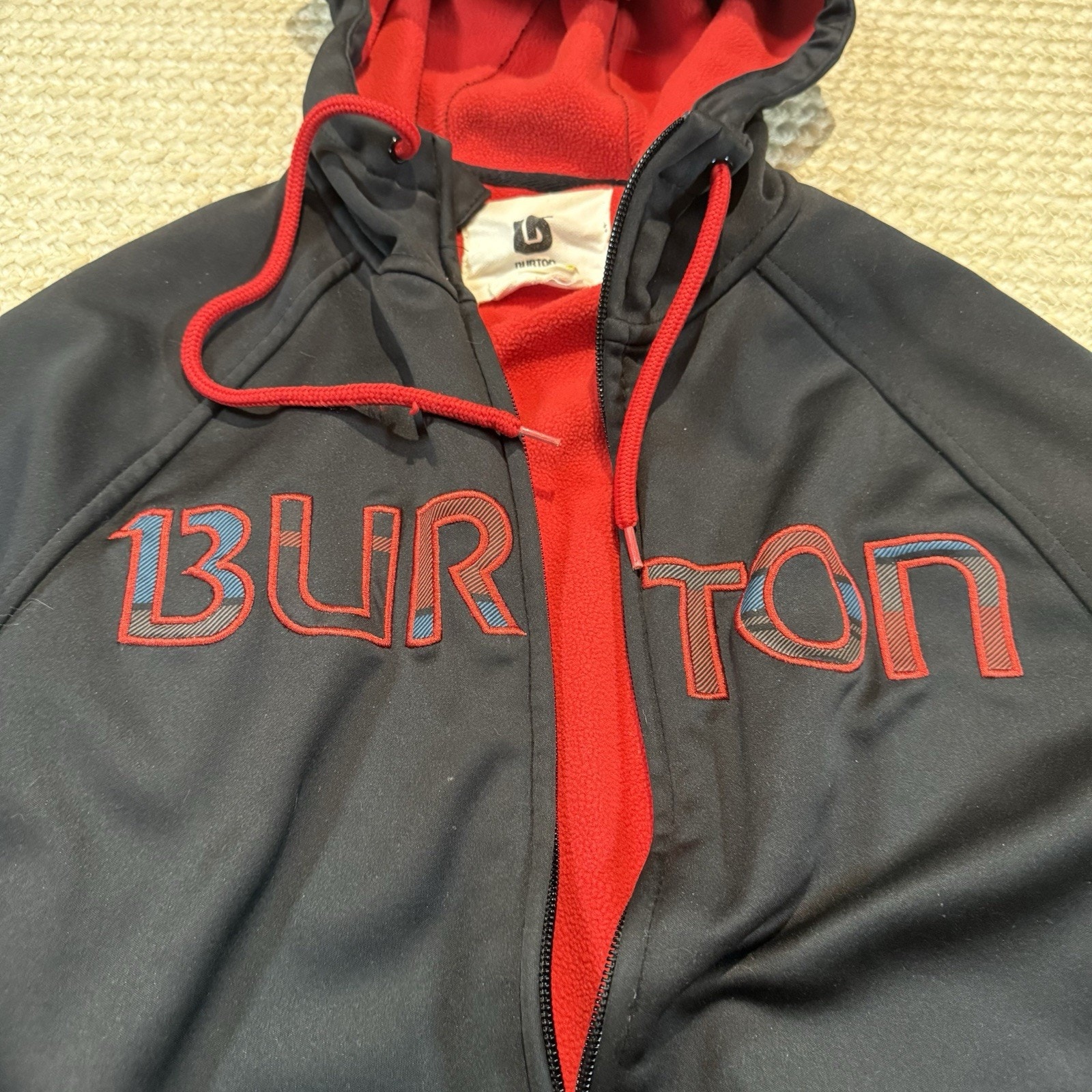 Burton Dryride Red And Black Zip Up Hoodie Fleece Lined Men's Size Small Euc — image 2 of 5